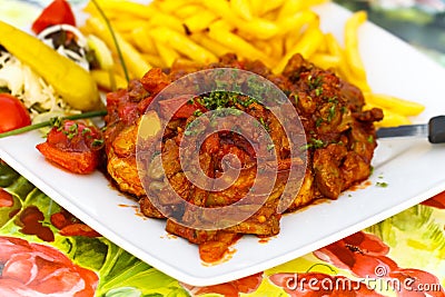 Grilled Steak with Stuffing of Goose - Liver,slice Stock Photo