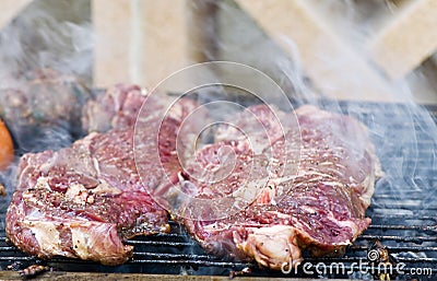 Grilled steaks Stock Photo