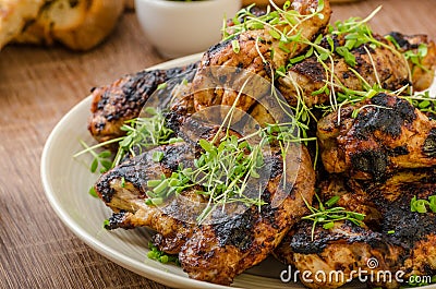 Grilled teriyaki chicken wings Stock Photo