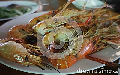 Grilled Thai Shrimp Stock Photo