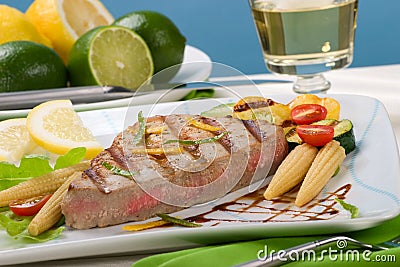 Grilled tuna steak Stock Photo
