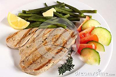 Grilled tuna steak meal Stock Photo