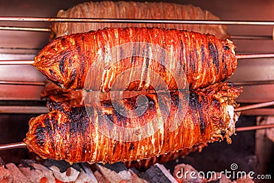 Grilled Turkish food Kokorec Stock Photo