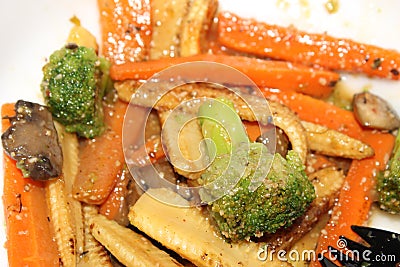 Grilled vegetables platter with various vegetables close and selective focus display. Stock Photo