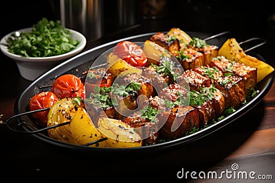 Grilled vegetables on a skewer Stock Photo