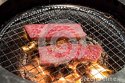 Grilled wagyu Sirloin meat yakiniku Stock Photo