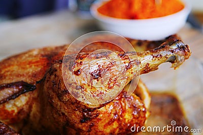 Grilled whole chicken Stock Photo