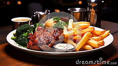 Grilles chicken steak Grilled chicken plate Fried chicken Stock Photo