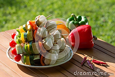 Raw grill vegetables on a plate Stock Photo