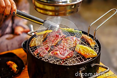 Japan, Korea, Barbecue - Meal, Barbecue Grill, Beef Stock Photo