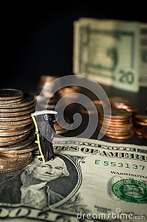 Grim Reaper Evil Money Stock Photo