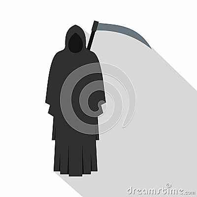 Grim reaper icon, flat style Vector Illustration