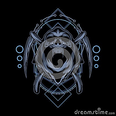 Grim reaper with sacred geometry Vector Illustration