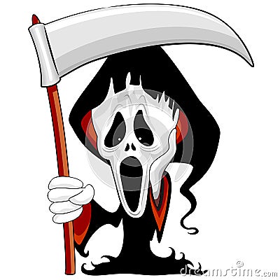 Grim Reaper The Scream Parody Cartoon Character Vector Illustration