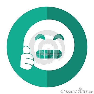 Grimacing face emoticon funny shadow Vector Illustration