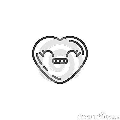 Grimacing heart face emoji line icon Vector Illustration