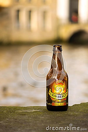 Grimbergen belgian beer bottle Editorial Stock Photo