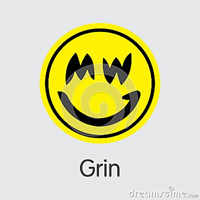 GRIN - Grin. The Market Logo of Coin or Market Emblem. Vector Illustration