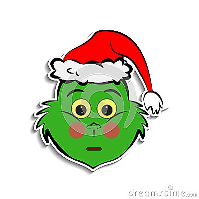 Grinch in bewilderment emoji sticker style icon Editorial Stock Photo