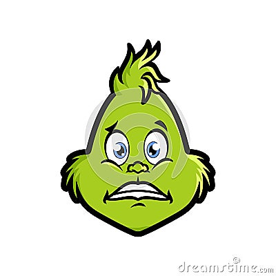 Grinch emoticon emoji Anguished Face icon Vector Illustration