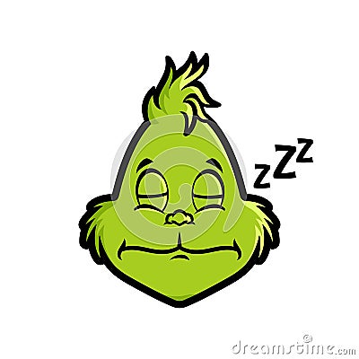 Grinch emoticon emoji Sleepy Face sticker Vector Illustration