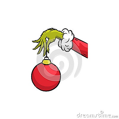 Grinch Hands Ornament Christmas Vector Illustration