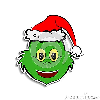 Grinch in happy emoji sticker style icon Editorial Stock Photo