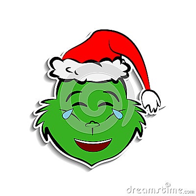 Grinch in tears of happiness emoji sticker style icon Editorial Stock Photo