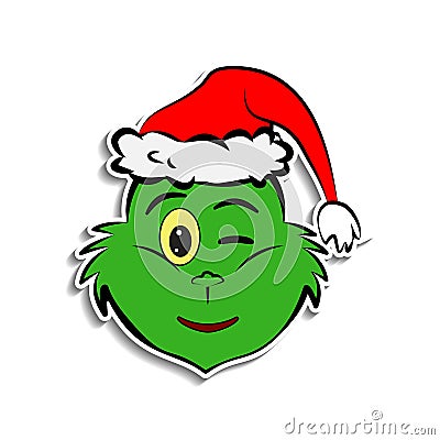 Grinch in wink emoji sticker style icon Editorial Stock Photo