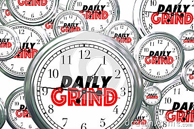 Daily Grind Clocks Flying Wasting Time Routine Ritual 3d Illustration Stock Photo