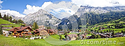 Grindelwald Village Panorama Stock Photo