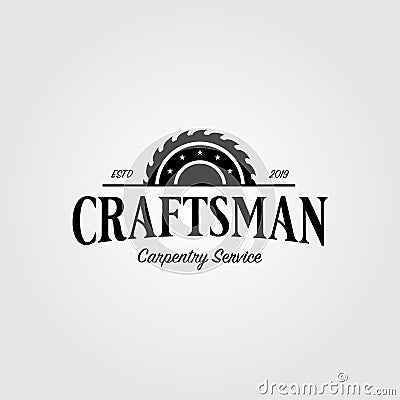 Grinding craftsman carpentry vintage retro logo design illustration Vector Illustration