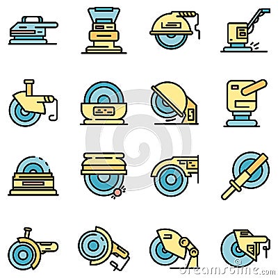 Grinding machine icons set vector flat Vector Illustration