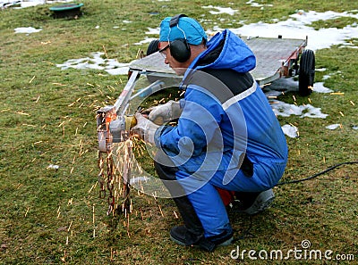 Grinding steel Stock Photo