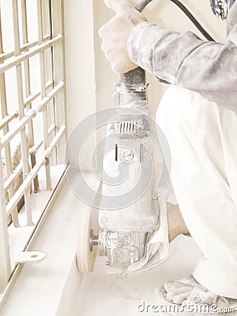 Grinding The Tiled Floor Stock Photo