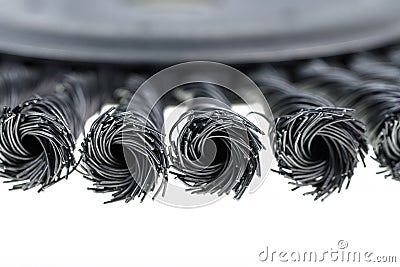 grinding wheel with metal bristles for rough grinding Stock Photo