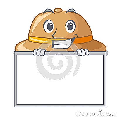 Grinning with board cork hat isolated on the mascot Vector Illustration