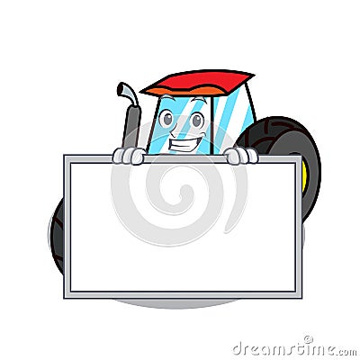 Grinning with board tractor character cartoon style Vector Illustration