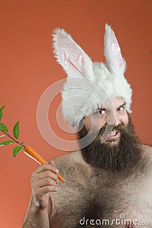 Grinning Bunny Man Stock Photo