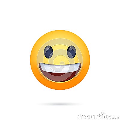 Grinning face with big eyes. Facebook emoji with shadow on a white background Vector Illustration