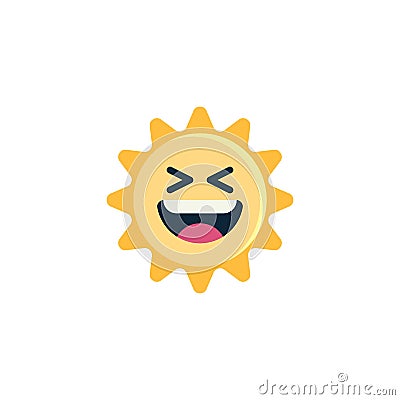 Grinning Squinting Sun Face emoticon flat icon Vector Illustration