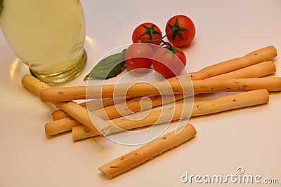 Grissini italians snack tomato oil Stock Photo