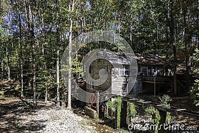 Grist mill at Clarkson Covered Bridge and Park in Bethel Editorial Stock Photo