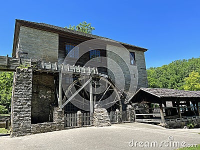 1800 Grist Mill and Saw Mill in Spring Mill State Park Stock Photo