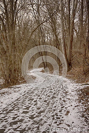 Grist Mill trail with snow Stock Photo