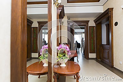 The lobby from a retro hotel in Bucharest Editorial Stock Photo