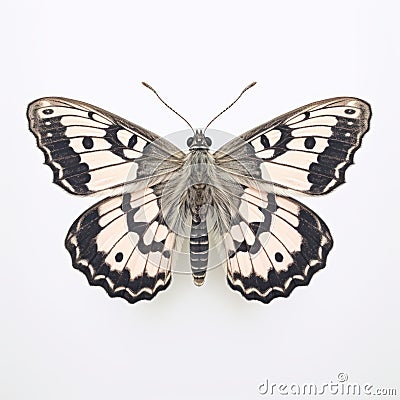 Grizzled Skipper Butterfly: Illusory Wallpaper Portrait On White Background Cartoon Illustration