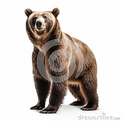 Grizzly bear on white background. Ursus arctos horribilis. Stock Photo