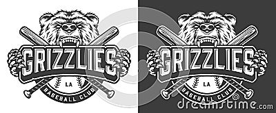 Grizzly bear mascot vintage badge Vector Illustration