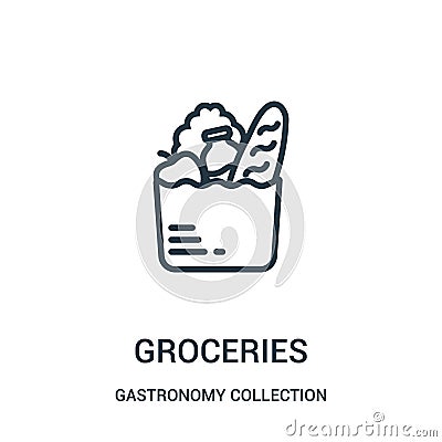 groceries icon vector from gastronomy collection collection. Thin line groceries outline icon vector illustration Vector Illustration